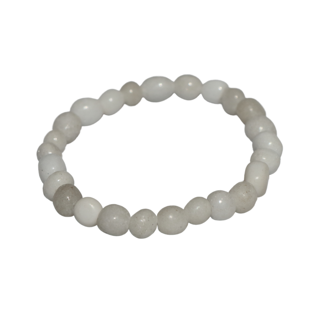 WHITE JADE TUMBLED STONE BRACELET